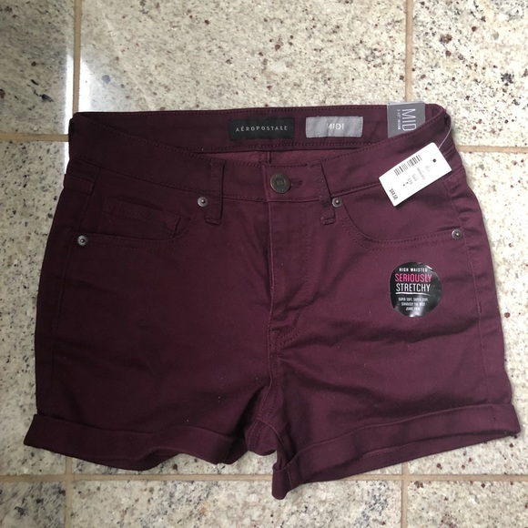 NWT Aeropostale Maroon  High-rise Shorts - Picture 3 of 5